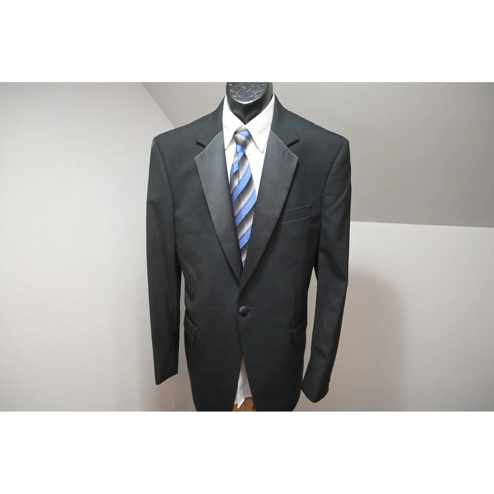 Jos a Bank Tuxedo Suit Set Mens Size 43L 36x32 Black Peak Lapel Formal Excellent